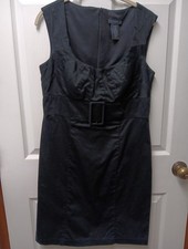 🥀VTG B. Smart Sleeveless Knee-Length Cotton Dress Empire-Waist Women's Black 12