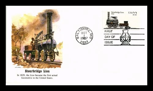 DR JIM STAMPS US COVER STOURBRIDGE LION LOCOMOTIVES FIRST DAY ISSUE FLEETWOOD