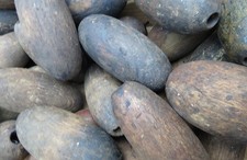 Pacific NW Fishing Floats (7) Cedar WOODEN 6x3.75" Hand-Hewn Vntg USA BZ