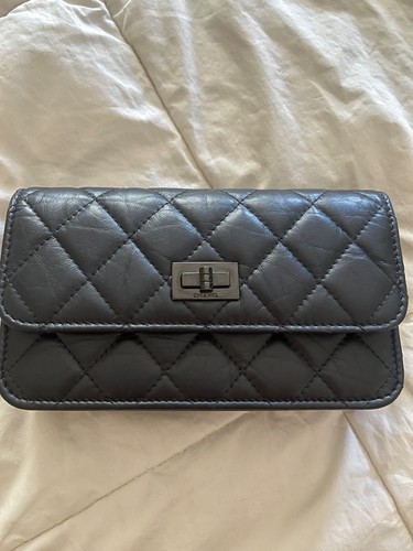 Chanel So Black Reissue 2.55 Flap Phone Holder with Chain Quilted Aged Calfskin