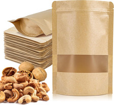 46 Stand up Pouches Bags - 5.9" 8.6" Resealable Ziplock Kraft Paper Bags Window