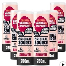 Original Source Shower Gel 250ml x6 Vanilla Raspberry Vegan Paraben Free Bulk 5.13 per litre