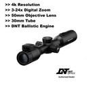 DNT ZULUS 4K Digital Day Night Vision Scope, Laser Rangefinder, Ballistic Engine