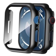 2 Pack Case Compatible with Apple Watch Series 9/8 /7 withTempered 45mm Black