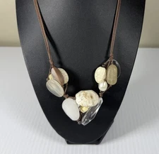SILPADA Sterling Silver Quartz Magnesite Calcite Leather Cord Necklace N2201