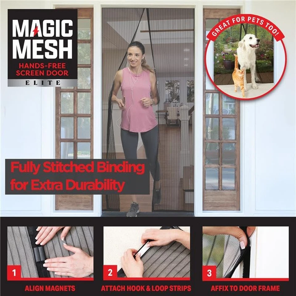 Magic Mesh Elite - Puerta de pantalla magnética más duradera, costura reforzada, fuerte... Foto 3 de 4