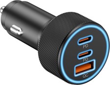 USB C Car Charger, 3-Port 67W Dual USB-C  USB-A Car Power Adapter PD/QC Fast Ch