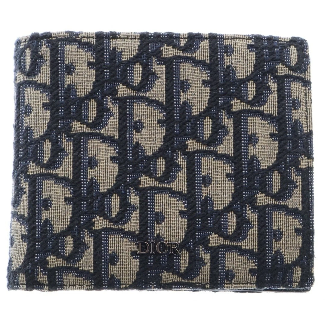 Christian Dior Portefeuille Bifold Oblique Jacquard Compact Marine 2OBBC027YSE_H05E Occasion