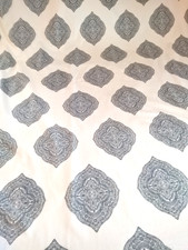 White with Navy Medallion Print Full Duvet Cover