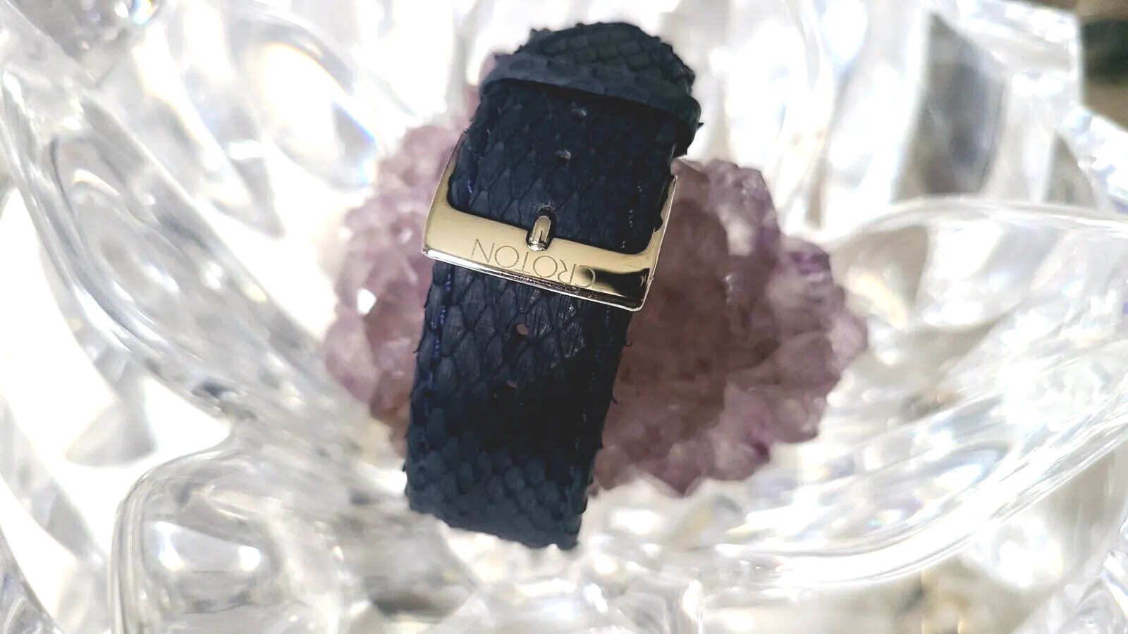 Croton Silver-Tone Blue Python Leather Quartz Wom… - image 10