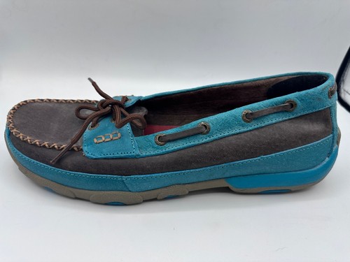 Twisted X Damen Leder Bootsschuhe 11 M braun blau Slipper Freizeit Komfort - Bild 9 von 12