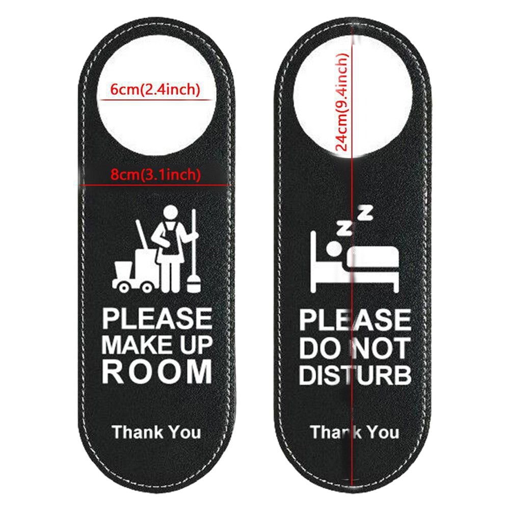 Stylish Black Leather Do Not Disturb Sign Door Hanger Pendant for