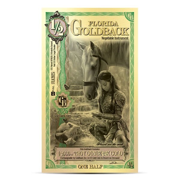 ALPHA 1/2 FLORIDA 2025 Goldback Aurum Gold Foil Note 1/2000