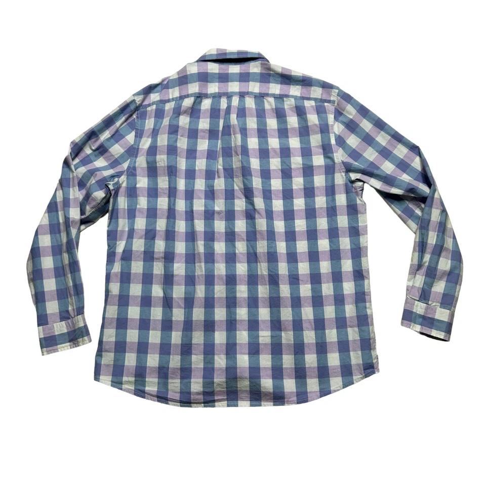 Gap Shirt Mens XL Classic Fit Pastel Plaid Button Up Long Sleeve Blue Purple - Image 3 of 4
