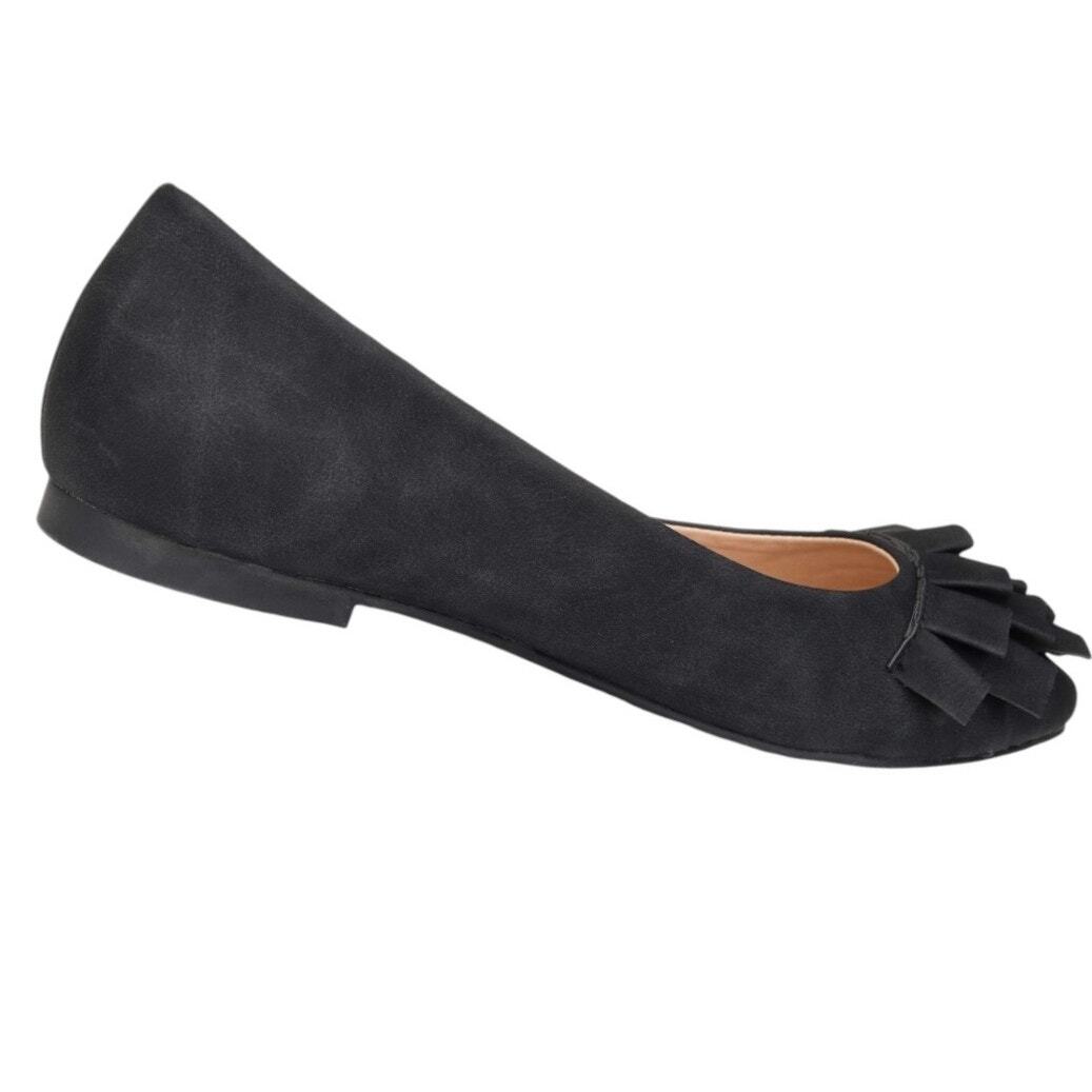 Journee Women's Judy Ruffled Slip on Pointed Toe Ballet Flats