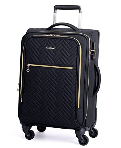 Carry On Luggage 20 Inch,Softside Expandable Suitcase with Spinner Black-image