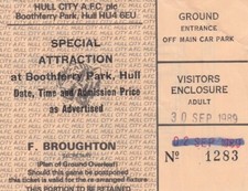 Ticket - Hull City v Newcastle 30.09.89 