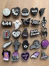 Witch Clog Charms Gothic Shoe Charms Magic Scary Skull Spooky Black