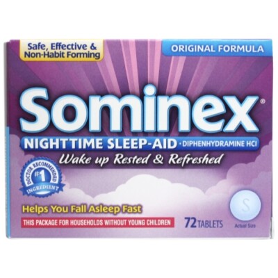Sominex Nighttime Sleep Aid Original Formula Fall Asleep Fast 72 Count Each
