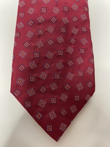 "Daniel Cremieux Signature Collection Krawatte 100 % seidenrot mit Quadraten 3,75"" - Bild 1 von 7