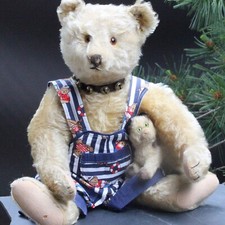 Antique Steiff teddy bear with long f 1920s 44cm with voice & Trousseau & Steiff