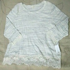 Maison Jules XXL Long Sleeves Top with Lace and Mesh Highlights