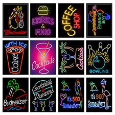 Metal Vintage Retro Shabby-Chic Neon Prints Fridge Magnets 100mm x 75mm 2