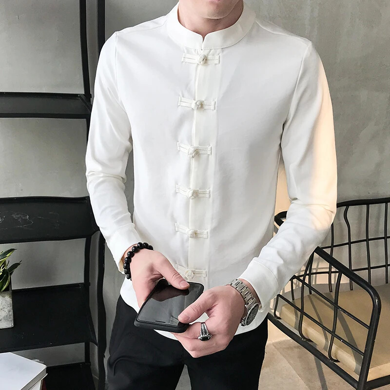 Men Shirt Chinese Style Clothing Long Sleeves Shirt Office Wear Collar Shirt | eBay Men Shirt Chinese Style Clothing Long Sleeves Shirt Office Wear Collar Shirt | eBay