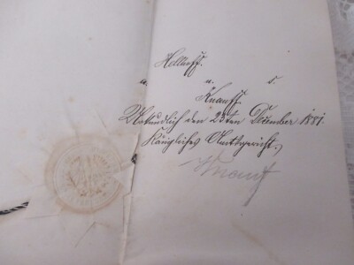 1881 PERLEBERG  Testament des ZUGFÜHRER Friedrich Vollrath Hindt zu WITTENBERGE