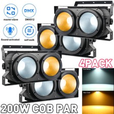 4Pack 200W COB LED Par Light DMX Stage DJ Audience Blinder Light Warm Cool White