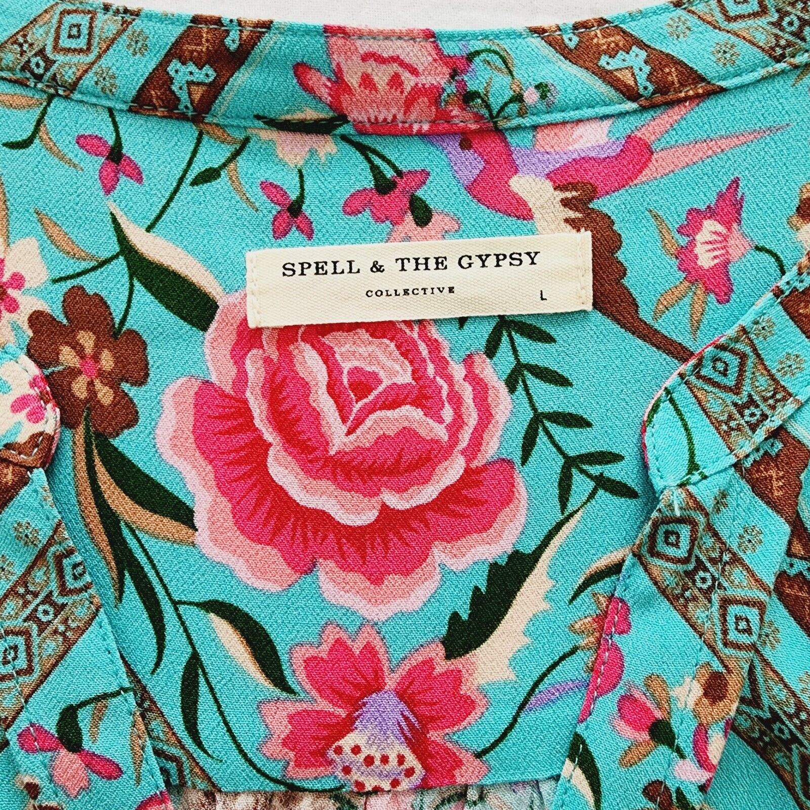 Spell & the Gypsy Babushka Turquoise Blouse Size … - image 6