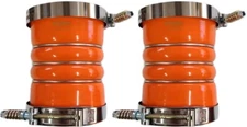 Pair of Silicone Orange Hump Hose for Charge Air& Clamps Set 4" ID x 6.2" Long