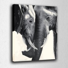 Premium Quality Paint By Numbers Kit: Gray Elephants. KitArtUS