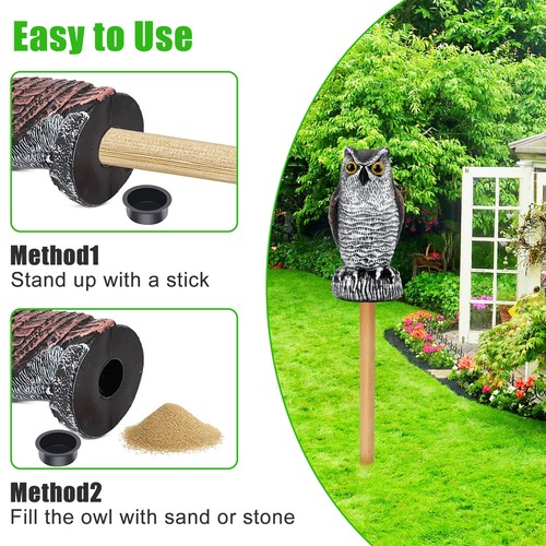 Owl Decoy Statue Protect Garden Yard Scare Birds Away Pigeon Repellent Scarecrow - Picture 3 of 9