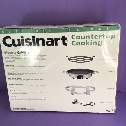 Cuisinart Electric Griddle Countertop Crepes Pancakes Fajitas Stainless EPM-7 - Picture 2 of 7