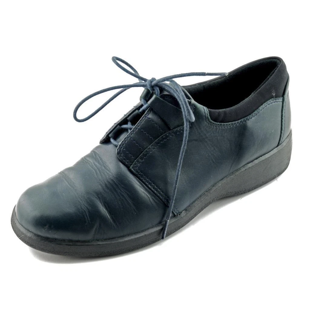 Scarpe Oxford stringate CLARKS blu navy 7 M pelle morbida comode