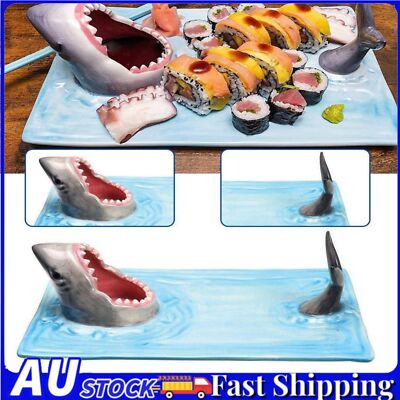 Shark Sushi Plate,Shark Attack Ceramic Sushi Plate, Sushi Boat