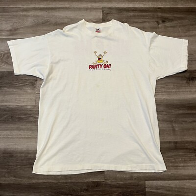 VINTAGE Party On Activewear Beer Shirt SINGLE STITCH - Size: 2XL