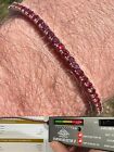 Tennis Bracelet 925 Silver Passes Tester Real Iced Ruby Red Moissanite 3mm
