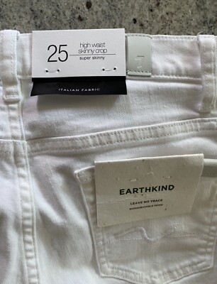 Damen Jeans Skinny Crop White Shell Distressed With Distressed Knee Gr 25 oder26