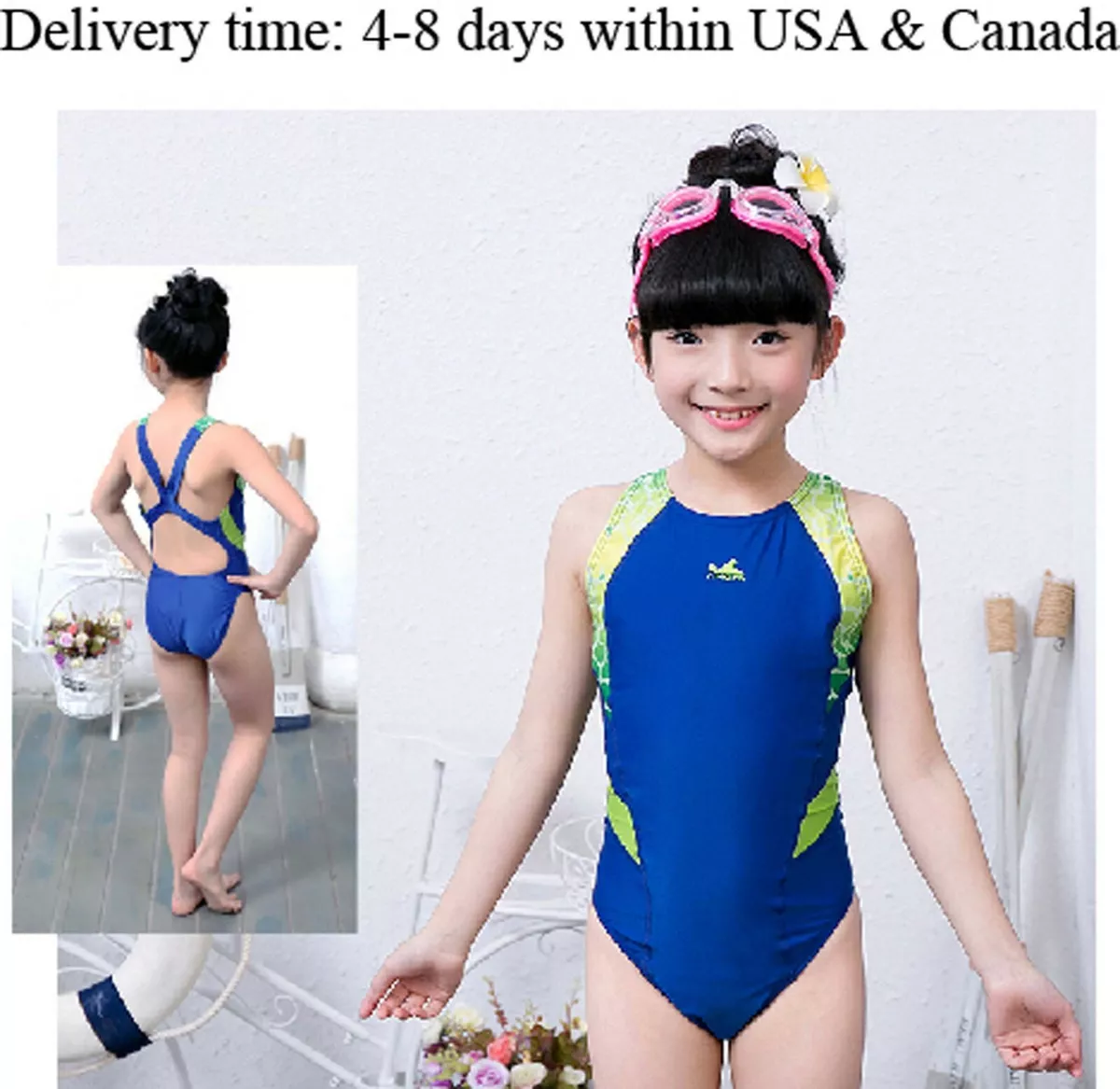 Girls top racing swimsuit