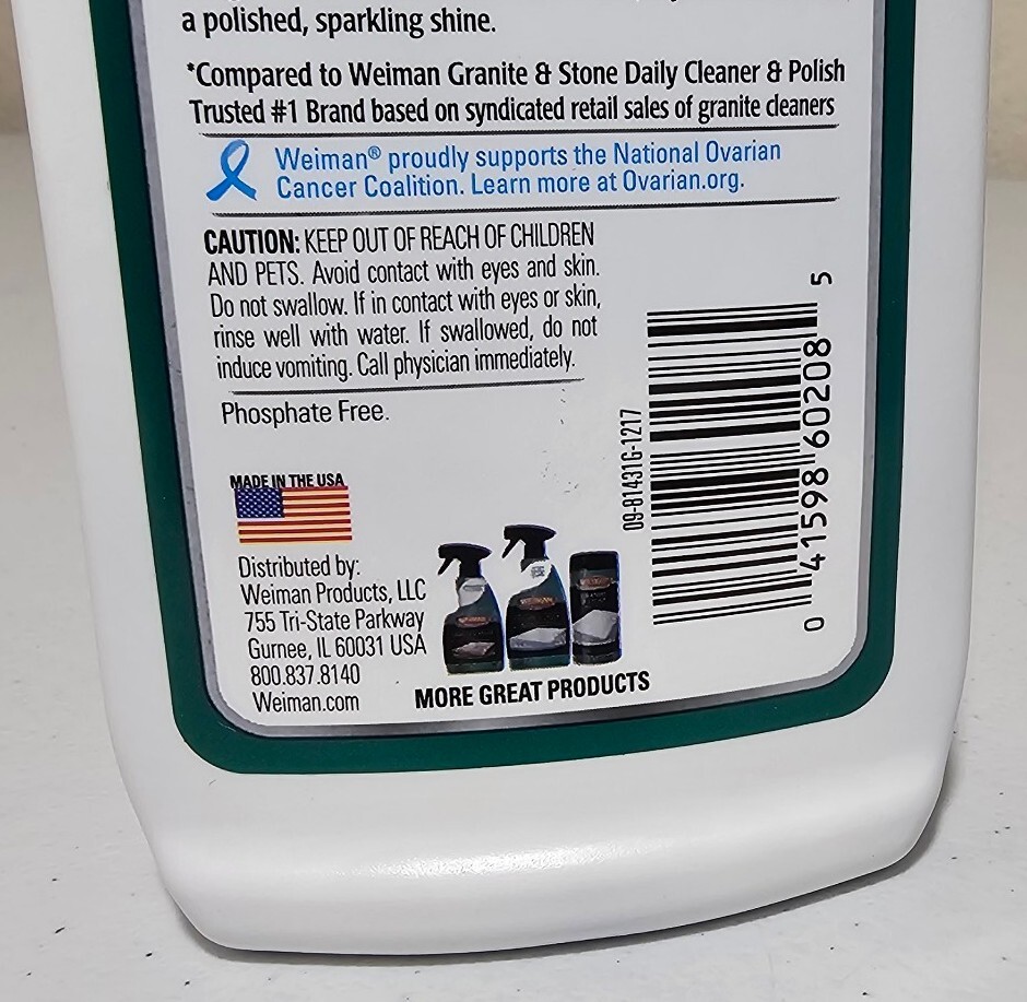 (1) Weiman Granite Stone Cleaner Clean Polish Protect 8oz Marble Quartz