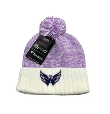 NWT NEW Washington Capitals Fight Cancer Cuffed Pom Hat Cap