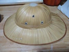 Straw/Palm Pith Helmet African Safari Jungle Hat Explorer Handmade 1960s-70s