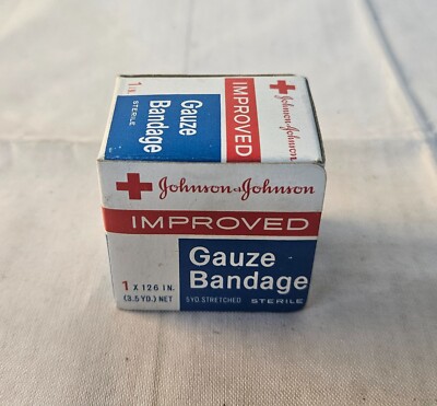 NOS 1970's/80's Johnson & Johnson Red Cross BANDAGE Gauze 1'' Unopened Box