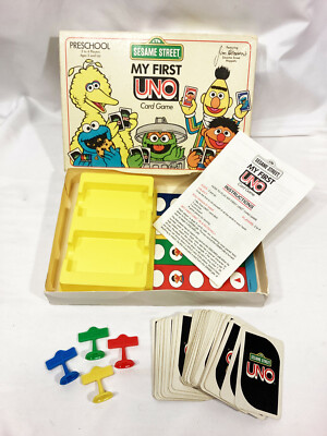 Vintage 1989 Sesame Street My First Uno Boxed Card Game USED Bert 