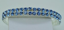 2 Row Silver blue color Rhinestone Crystal Stretch elastic Bracelets wedding