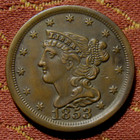 1853 Braided Hair Half Cent, Au ~ Attractive Coin With Nice Details & Surfaces