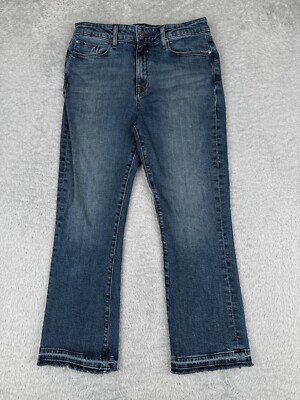 Fidelity Jean Women 29 Blue Denim Hayden High Rise Crop Flare Cotton Blend 29x24