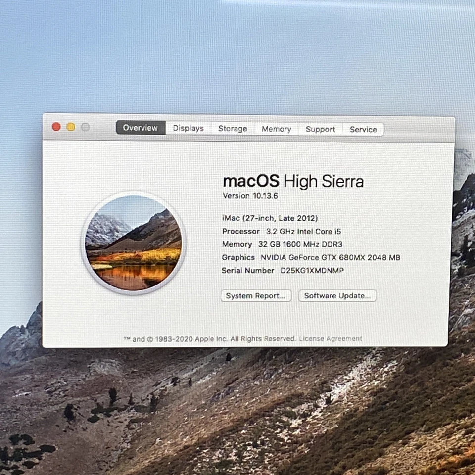 Apple A1419 iMac 2012 27" 3.2GHz i5 32GB RAM 3TB Fusion os10.13.6 - Image 2 of 4